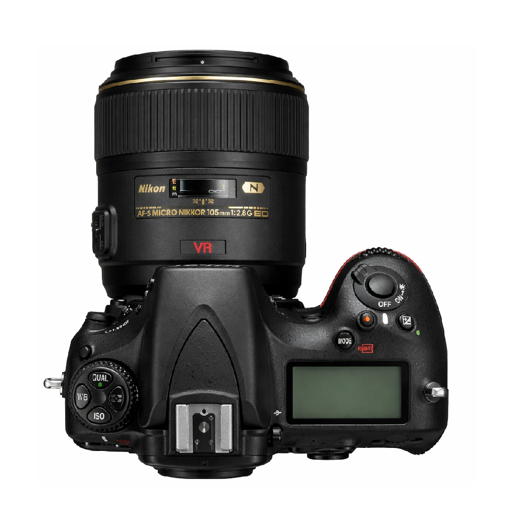 Nikon D810 con lente AFS Micro Nikkor 105mm 1:2.8G ED - Negro